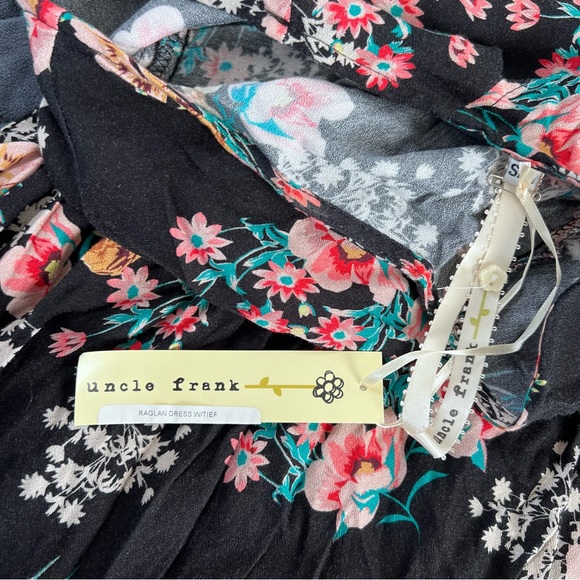 Uncle Frank Dress Women’s Small Medium Floral Sheath Raglan Boho Velvet Trim B17 - Picture 9 of 10